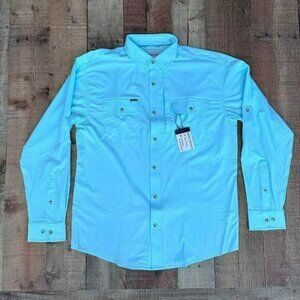 Poncho Casual Long-Sleeve Button-Down Shirt in Light Blue